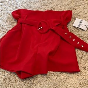 Red Shorts with Belt